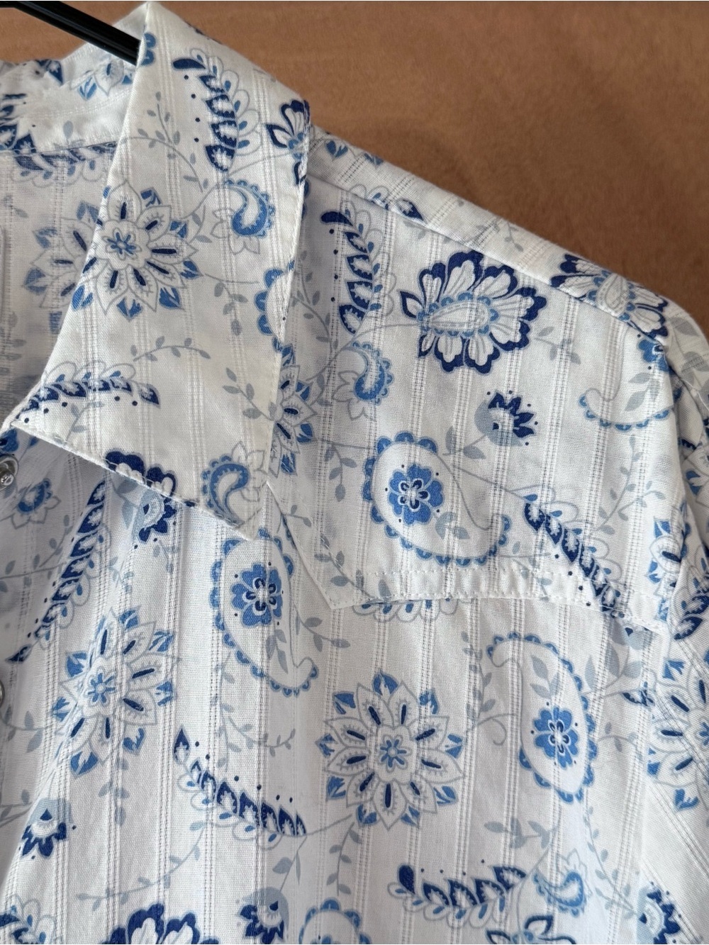 Pendleton Western Pearl Snap Shirt Women’s XL Blue White Paisley Cotton Cowgirl - Picture 3 of 12